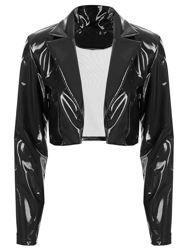 Zaldita Women's Crop Faux Leather Jacket Cropped Motorcycle
